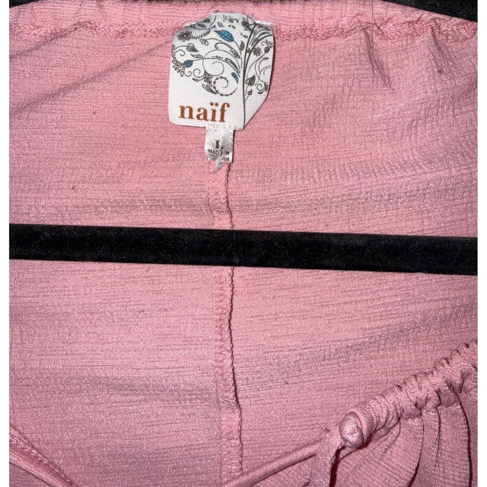 Naif Pink Lace Up Sleeve Bardot Off Shoulder Blouse Top Size L - Picture 2 of 7